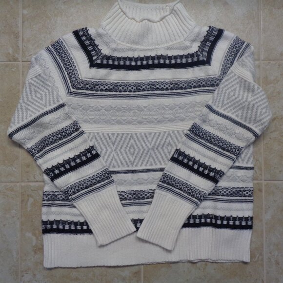 White CHAPS Mock Turtleneck Knit Sweater - Picture 3 of 10